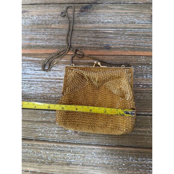 Vintage Magid Gold Beaded Ladies Clutch Chain Purse Made In Japan Art Deco - Picture 4 of 6
